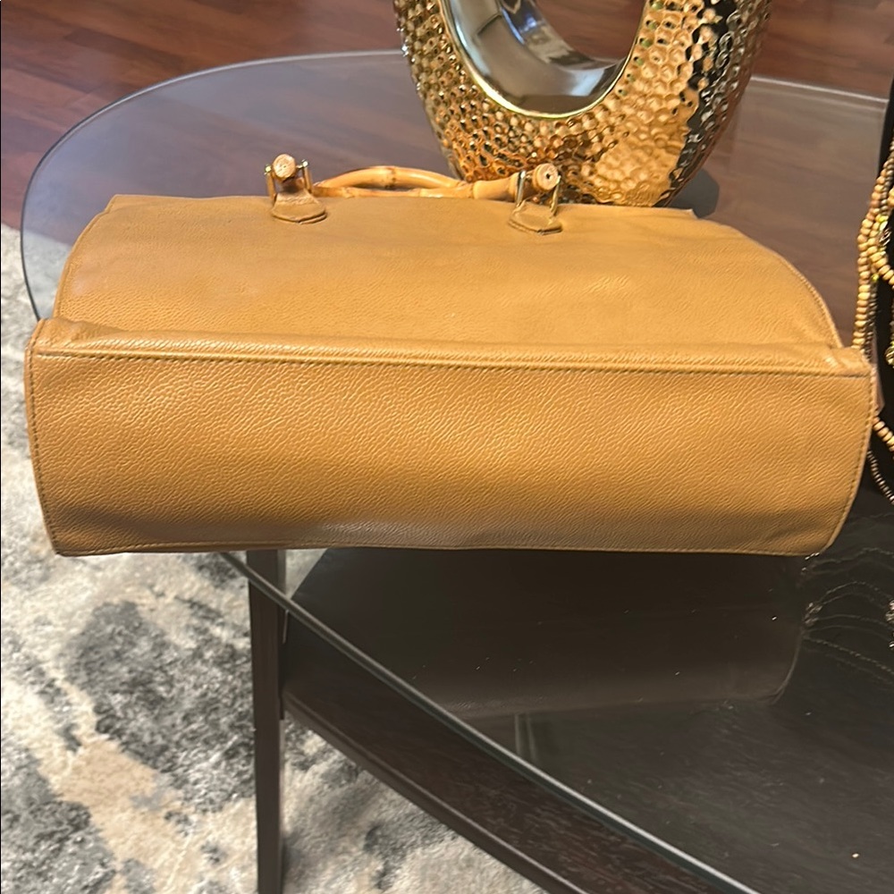 Elegant Tan Leather Tote Bag  bundle & necklace @$35 - Picture 4 of 9